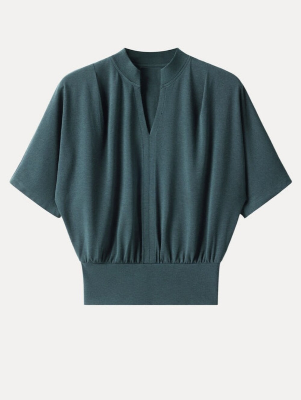 OGL- Women's Teal Split-Neck Short Sleeve Top